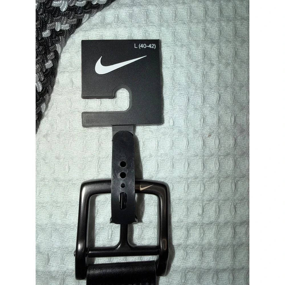 Nike Woven Stretch Belt Mens Large 40-42 Black Grey Braided Golf G-Flex